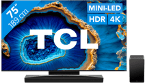 TCL QD Mini-LED 75C803 (2023) + soundbar Tv voor standaard zenders kijken