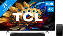 TCL QLED 75C61B (2024) + soundbar TCL QLED televisie en soundbar bundel