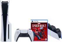 PlayStation 5 Slim Disc Edition + Spider-Man 2 + Oplaadstation PlayStation 5 Pro of Slim