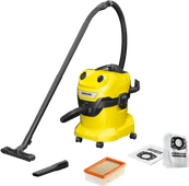 Kärcher WD 4 V-20/5/22 + Kärcher Vacuum Cleaner Bag for WD 4/5/6 (4x) Corded construction vacuum