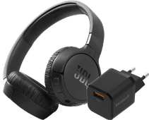 JBL Tune 660NC Black + BlueBuilt Quick Charge Charger with USB-A Port 18W Black on-ear headphones