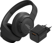 JBL Tune 770NC Black + BlueBuilt Quick Charge Charger with USB-A Port 18W Black wired headphones