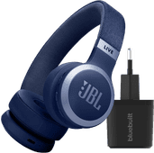 JBL Live 670NC Blue + BlueBuilt Quick Charge Charger with USB-A Port on-ear headphones