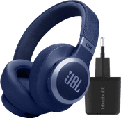 JBL Live 770NC Blue + BlueBuilt Quick Charge Charger with USB-A Port Spatial audio headphones