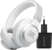 JBL Live 770NC Wit + BlueBuilt Quick Charge Oplader met Usb Over ear koptelefoon