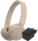 Sony WH-CH520 Cream + BlueBuilt Quick Charge Charger with USB-A Port 18W Black Sony WH headphones
