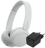 Sony WH-CH520 White + BlueBuilt Quick Charge Charger with USB-A Port 18W Black on-ear headphones