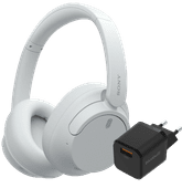 Sony WH-CH720N Wit + BlueBuilt Quick Charge Oplader met Usb A Poort 18W Zwart Over ear koptelefoon