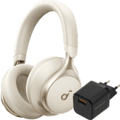 Soundcore Space One Crème + BlueBuilt Quick Charge Oplader met Usb A Poort 18W Zwart Over ear koptelefoon