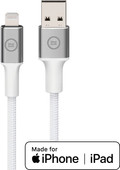 BlueBuilt Usb A naar Lightning Kabel 1,5m Nylon Wit BlueBuilt oplaad- en datakabel