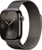 Apple Watch Series 10 4G 42mm Titanium Zwart Milanese Band Middelgrote smartwatch