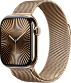 Apple Watch Series 10 4G 42mm Titanium Goud Milanese Band Smartwatch voor iOS