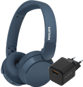 Philips TAH4209 Blue + BlueBuilt Quick Charge Charger met USB-A Port 18W Black on-ear headphones