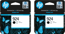 HP 924 Cartridge Zwart Duo Pack HP inkt cartridge