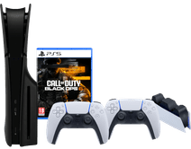 PS5 Slim Disc Edition + Black Ops 6 + Covers Zwart + Extra Controller Wit + Oplaadstation PlayStation 5 Pro of Slim