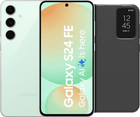 Coolblue Samsung Galaxy S24 FE 256GB Groen 5G + Clear View Book Case Zwart aanbieding