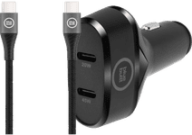 BlueBuilt Power Delivery Autolader 45W Zwart + Usb C Kabel 1,5 Nylon Zwart Autolader met snelladen