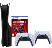 PlayStation 5 Slim Disc Edition + Spider-Man 2 + Covers Zwart + Extra Controller Wit PlayStation 5 Pro of Slim