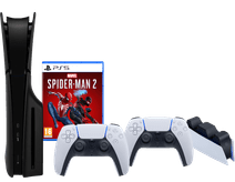 PS5 Slim Disc Edition + Spider-Man 2 + Covers Zwart + Extra Controller + Oplaadstation PlayStation 5 Pro of Slim