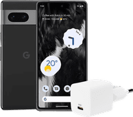 Google Pixel 7 128GB Zwart + BlueBuilt Oplader met Usb C Poort 20 Watt Wit Smartphone van gemiddeld formaat