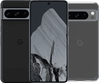 Google Pixel 8 Pro 128GB Zwart 5G + BlueBuilt Protective Back Cover Transparant Smartphone van groot formaat