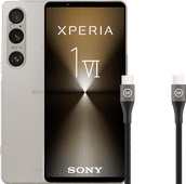 Sony Xperia 1 VI 256GB Zilver 5G + BlueBuilt Usb C Kabel 1,5m Nylon Zwart Mobiele telefoon met 5G