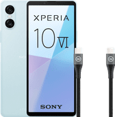 Sony Xperia 10 VI 128GB Blauw 5G + BlueBuilt Usb C Kabel 1,5m Nylon Zwart Android Enterprise Recommended smartphone