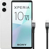 Sony Xperia 10 VI 128GB Wit 5G + BlueBuilt Usb C Kabel 1,5m Nylon Zwart Smartphone bundel