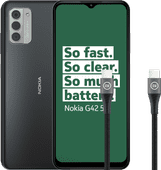 Nokia G42 128GB Zwart 5G + BlueBuilt Usb C Kabel 1,5m Nylon Zwart Android Enterprise Recommended smartphone