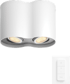 Philips Hue Pillar Opbouwspot White Ambiance - Wit - 2-spots + Dimmer Philips Hue GU10 White Ambiance
