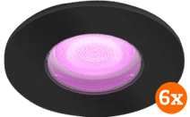 Philips Hue Xamento badkamer inbouwspot White and Color - Zwart - Rond 6-pack Philips Hue badkamerlamp