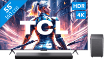 TCL QLED 55C71B + TCL S55H 2.1 Soundbar Tv voor bij je nieuwe gaming console