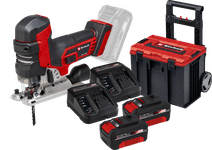 Coolblue Einhell TP-JST 18/135 Li BL Solo 4.0 Ah Accu (2x) E-Case L Starterspakket aanbieding
