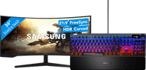 Samsung Odyssey G5 LC34G55TWWPXEN + SteelSeries Apex Pro Gaming Toetsenbord QWERTY Black Friday 2024 quad hd monitor deal