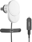 Belkin Telefoonhouder Auto Luchtrooster met MagSafe en Qi2 Opladen Zilver Draadloze auto oplader