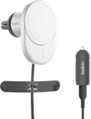 Belkin Telefoonhouder Auto Luchtrooster met MagSafe en Qi2 Opladen Zilver iPhone houder