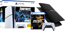 PS5 Slim Disc Edition + Fortnite Voucher + Black Ops 6  + Covers Zwart + Extra Controller PlayStation 5 Pro of Slim