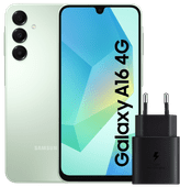 Samsung Galaxy A16 128GB Groen 4G + Samsung Oplader 25W Zwart Goedkope Samsung smartphone
