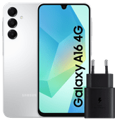 Samsung Galaxy A16 128GB Wit 4G + Samsung Oplader 25W Zwart Goedkope Samsung smartphone
