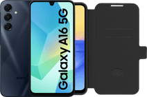 Samsung Galaxy A16 128GB Donkerblauw 5G + BlueBuilt Book Case Zwart Goedkope Samsung smartphone