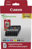 Canon PGI-530/CLI-531 Cartridges + Fotopapier bundel Canon inkt cartridge