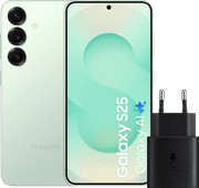 Samsung Galaxy S25 128GB Mint 5G + Samsung Oplader 25 Watt Zwart Samsung Galaxy S25