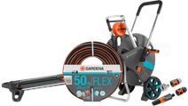 GARDENA Comfort FLEX 50m CleverRoll L Medium Sprinkler Pack Gardena hose cart