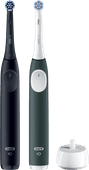 Oral-B iO 2 Zwart en Groen Duo Pack Zwarte Oral-B elektrische tandenborstel