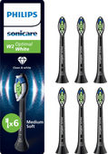 Philips Sonicare Optimal White HX6066/88 Zwart (6 stuks) Philips Sonicare opzetborstel aanbieding