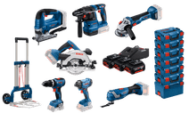 Bosch Professional 7-piece Combi Set + Bosch Professional Caddy L-BOXX Battery combi set