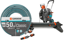 GARDENA Classic 50m CleverRoll M Small Sprinkler Pack GARDENA garden hose with a sprinkler