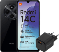 Redmi 14C 128GB Zwart 4G + BlueBuilt Oplader met Usb A Poort 18W Zwart Xiaomi Redmi telefoon