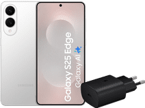 Samsung Galaxy S25 Edge 512GB Zilver 5G + Samsung Oplader 25 Watt Zwart Smartphone