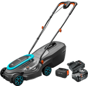 Gardena PowerMax 32/18V P4A Set + Bosch Starterset 18V 4,0 Ah Accu grasmaaier
